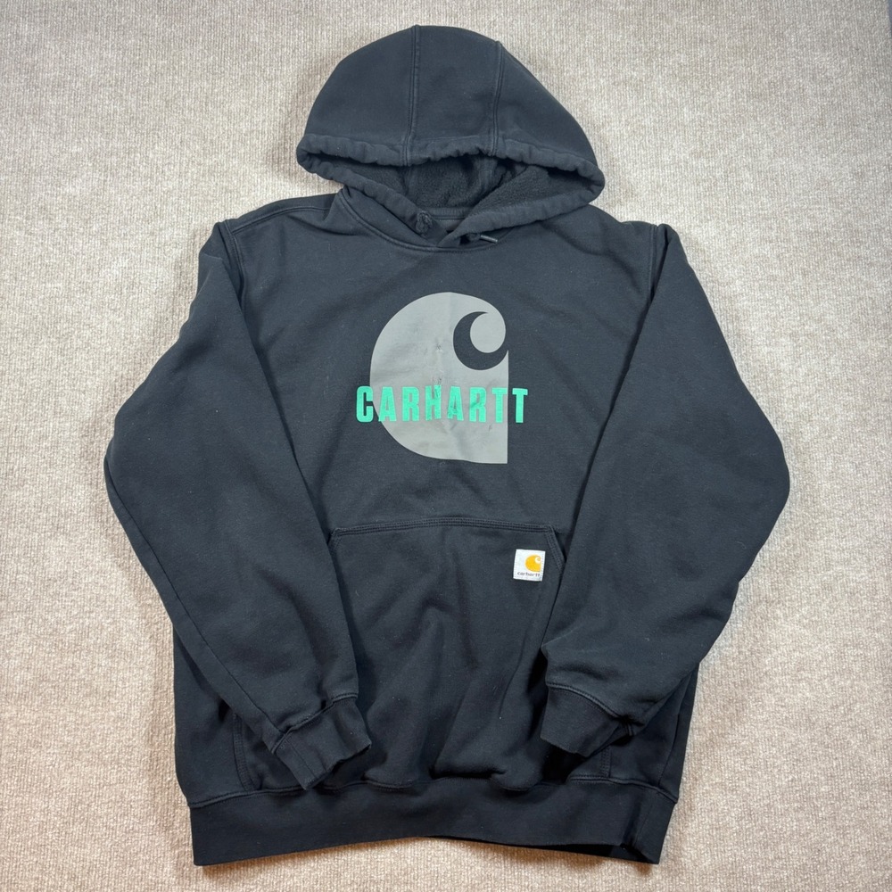 Carhartt‎ Black Loose Fit Graphic Print Logo Sweatshirt Men's Size Large EUC